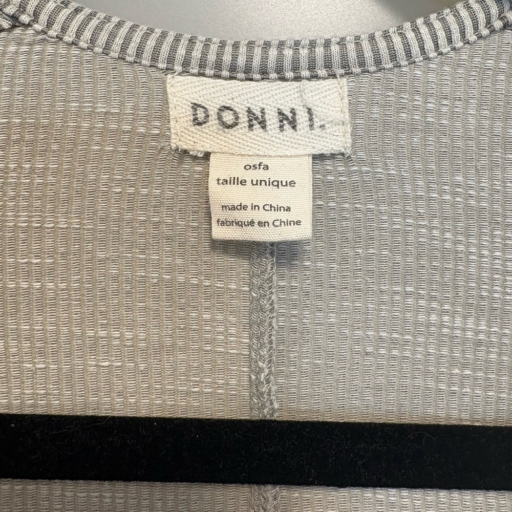 DONNI- Gray Ribbed Open Front Fall Cardigan Sweater One Size - Picture 3 of 6